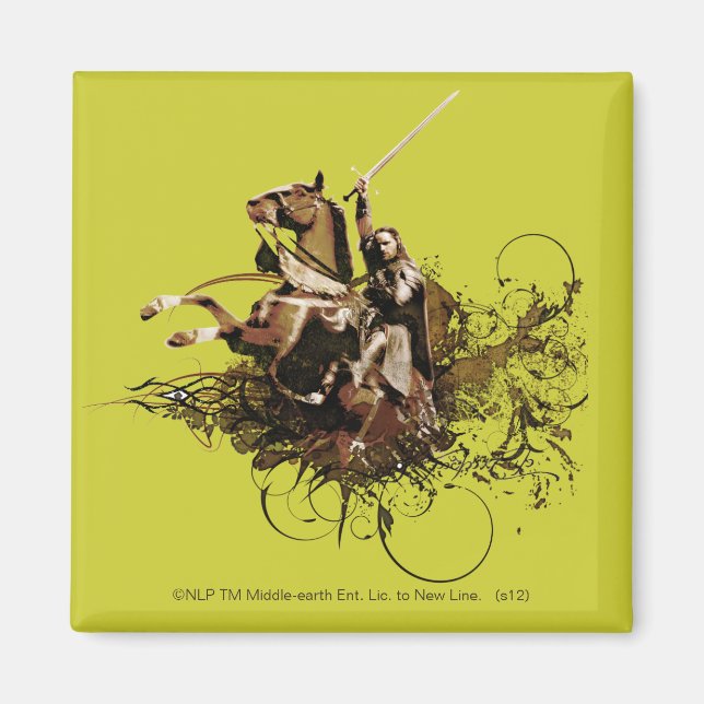 Aragorn Riding a Horse Vector Collage Magnet (Front)