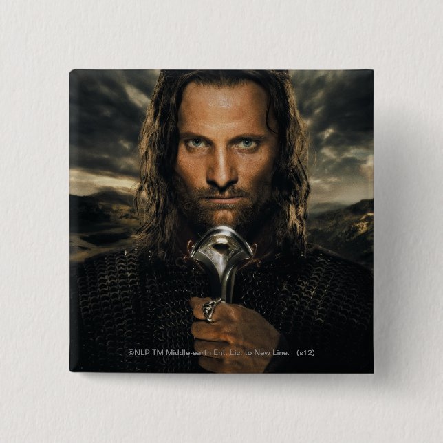 Aragorn Sword Down 15 Cm Square Badge (Front)