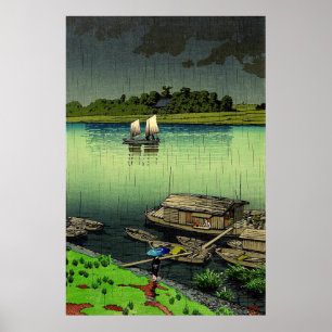 Arakawa River in May Rain Kawase Hasui 1932 Poster