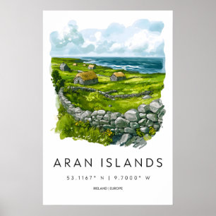 Aran Islands Watercolor Travel National Park Poster