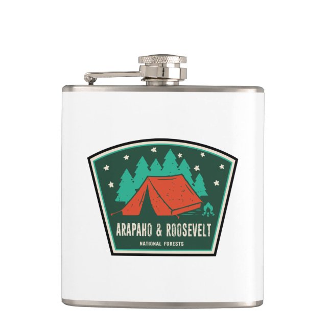 Arapaho And Roosevelt National Forests Camping Hip Flask (Front)