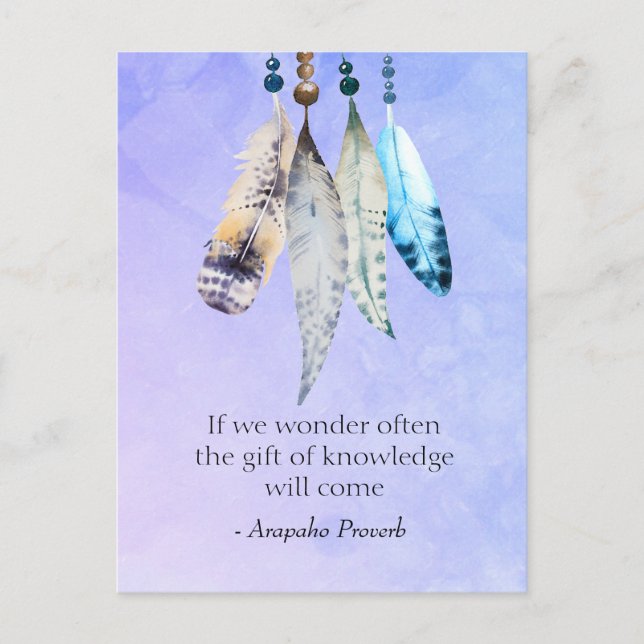 Arapaho Native American Proverb with Feathers Postcard (Front)