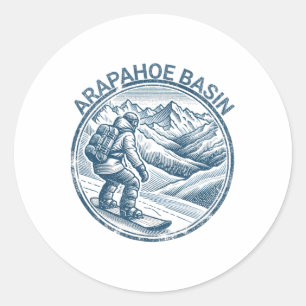 Arapahoe Basin Snowboarding Snowboarder Classic Round Sticker