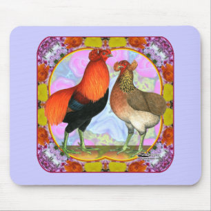 Araucana Chickens Art Nouveau Mouse Pad