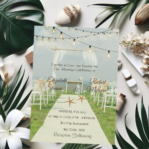 Arbor Beach Wedding Sea stars String Lights  Invitation