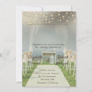 Arbor Beach Wedding String Lights Invitation