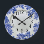 Arbor Blue Leaves Wall Clock<br><div class="desc">An Arbor Blue China Plate with a black clock face.</div>
