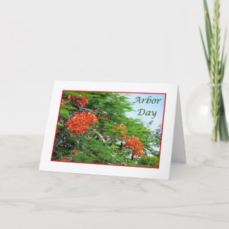 Arbor Day Card Red Flame Tree