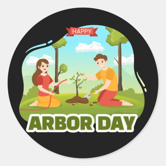 Arbor Day Classic Round Sticker (Front)