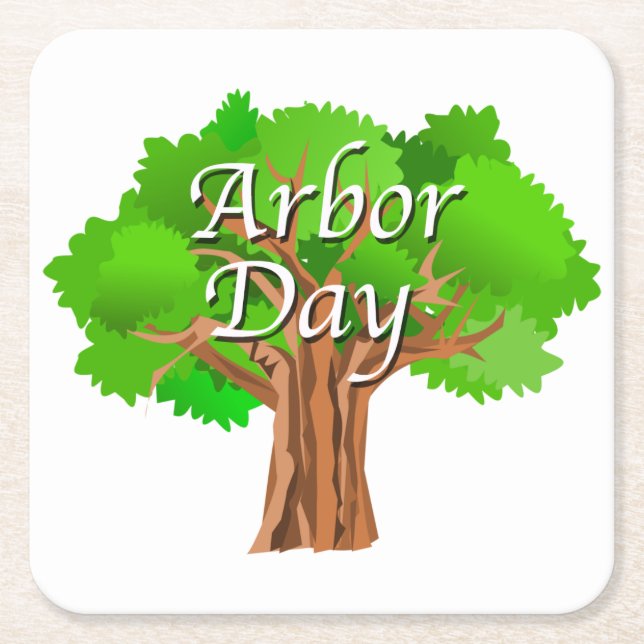 Arbor Day Tree Holiday Square Paper Coaster (Front)