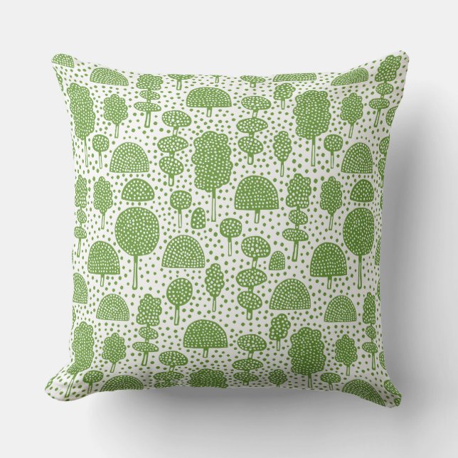 Arboretum 230715 - Avocado Green on White Cushion (Front)