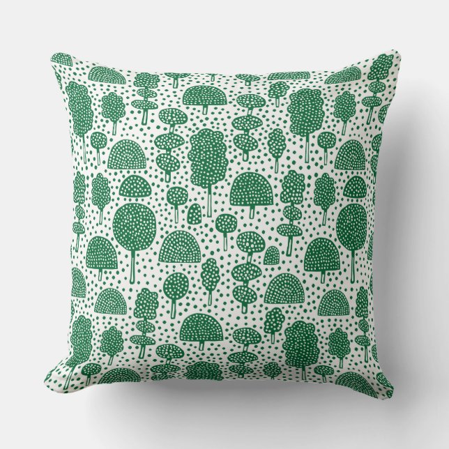 Arboretum 230715 - Forest Green on White Cushion (Front)