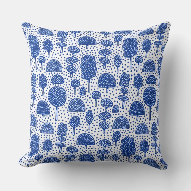 Arboretum 230715 - Navy Blue on White Cushion (Front)
