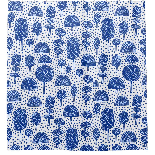 Arboretum 230715 - Navy Blue on White Shower Curtain (Front)