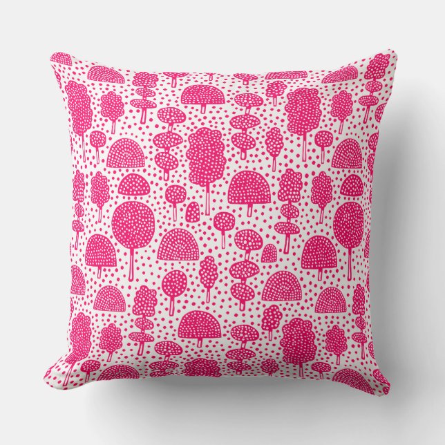 Arboretum 230715 - Neon Red on White Cushion (Front)
