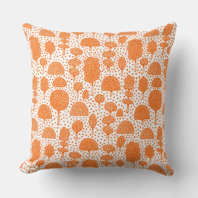Arboretum 230715 - Orange on White Cushion (Front)
