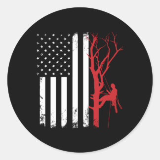Arborist American Flag America Tree Surgeon Classic Round Sticker