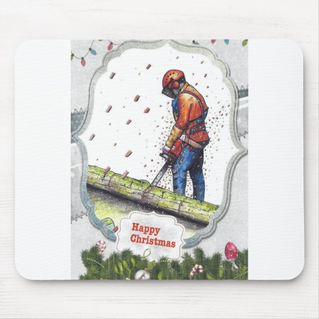 Arborist chainsaw tree surgeon Gift Christmas Mouse Pad (Front)