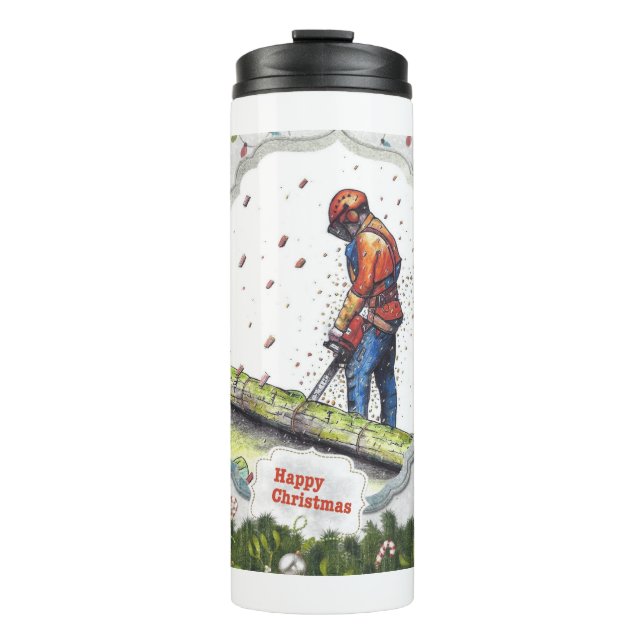 Arborist chainsaw tree surgeon Gift Christmas Thermal Tumbler (Front)