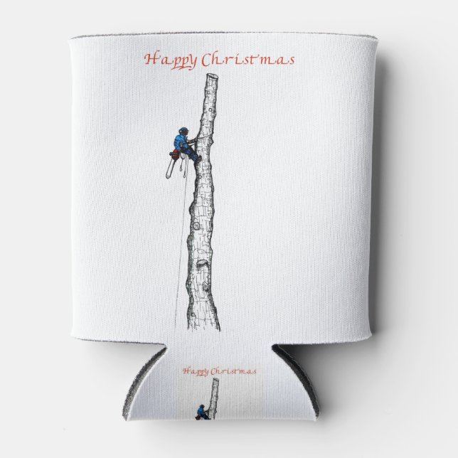 Arborist chainsaw tree surgeon Gift Present Can Cooler (Front)