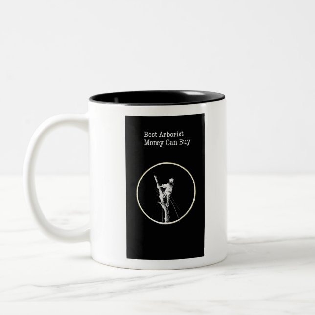 Arborist chainsaw tree surgeon Two-Tone coffee mug (Left)