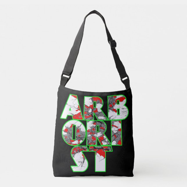 Arborist Cool green and red text design Crossbody Bag (Front)