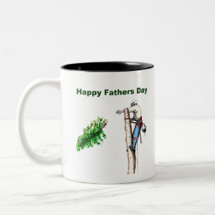 Arborist Fathers Day Card Chainsaw Two-Tone Coffee Mug