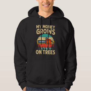 Arborist Logger My Money Grows Tree Climber Retro Hoodie