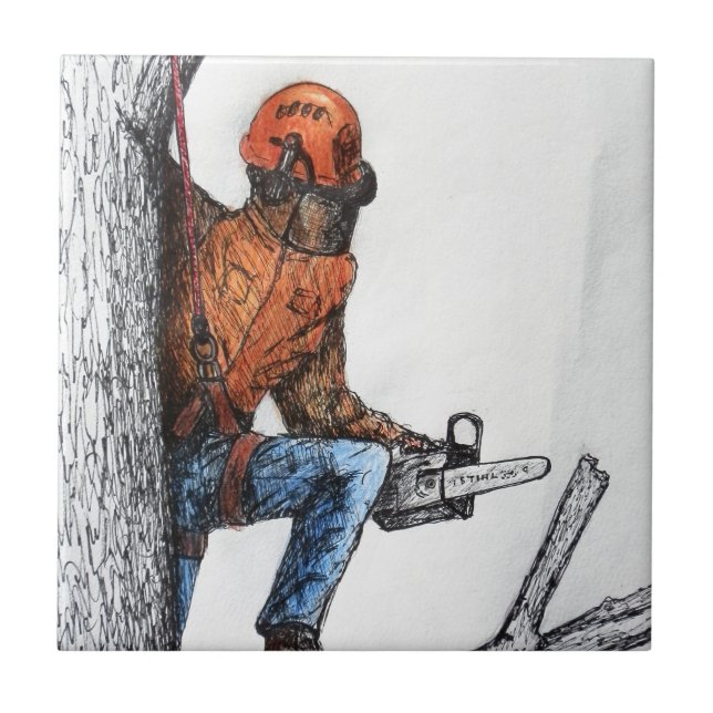 Arborist Tree Surgeon Ceramic Tile (Front)