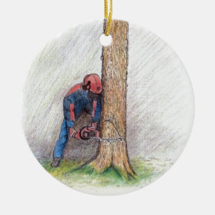 Arborist Tree Surgeon Ceramic Tree Decoration