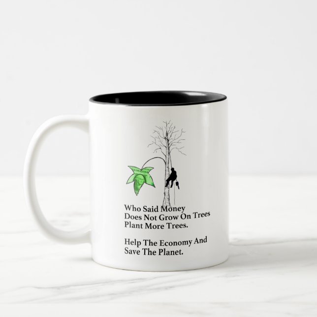 Arborist Tree Surgeon chainsaw gift. Two-Tone Coffee Mug (Left)