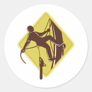 arborist tree surgeon chainsaw retro classic round sticker