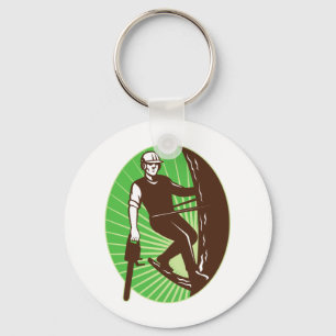 arborist tree surgeon chainsaw retro key ring