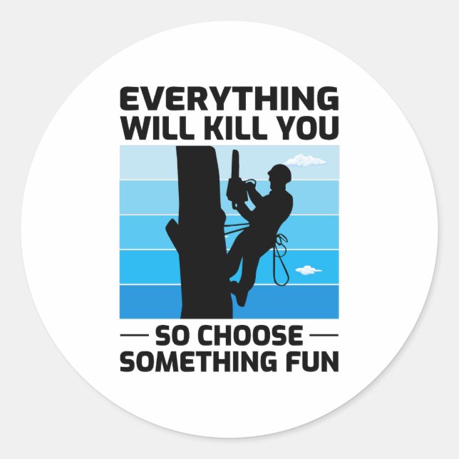 Arborist Tree Surgeon Climber Climbing Trimmer  Classic Round Sticker (Front)