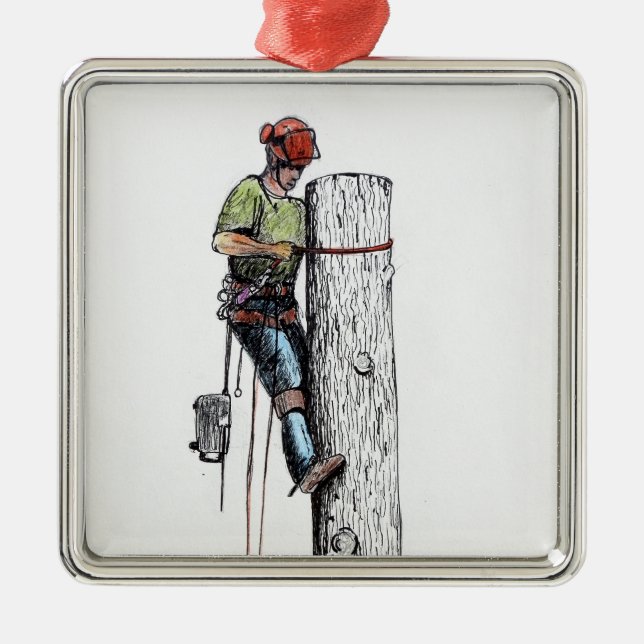 Arborist Tree Surgeon Metal Tree Decoration (Front)