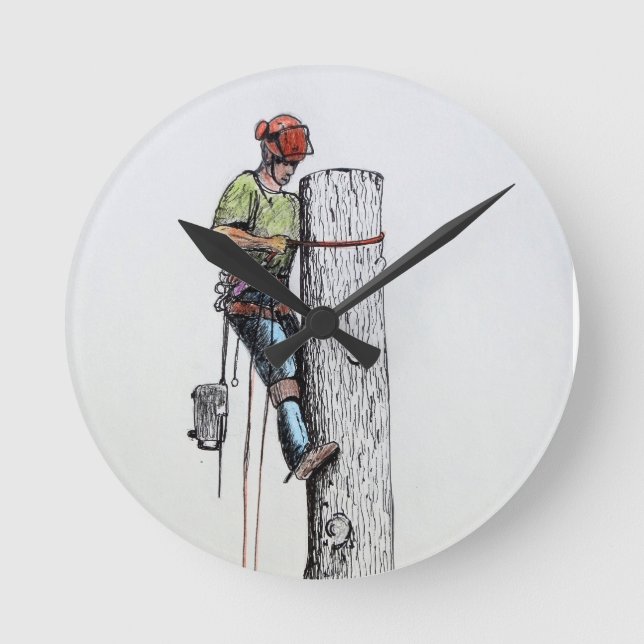 Arborist Tree Surgeon Round Clock (Front)