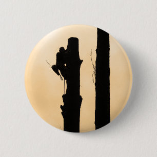 Arborists: Silhouette Climber Sunset Minimalist 6 Cm Round Badge