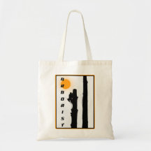 Arborists tote bag: Rising sun silhouette climber
