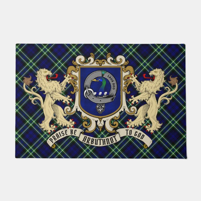 Arbuthnot Clan Badge & Tartan Doormat (Front)
