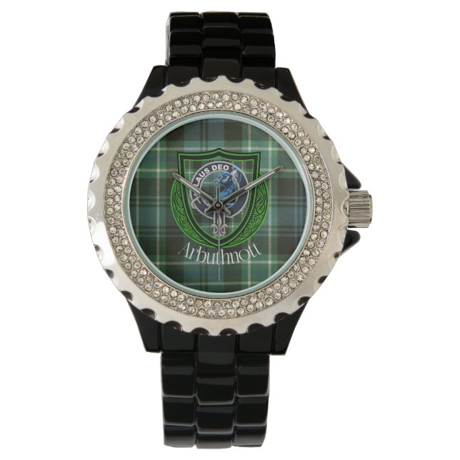 Arbuthnott Scottish Clan Tartan and Crest Watch (Front)