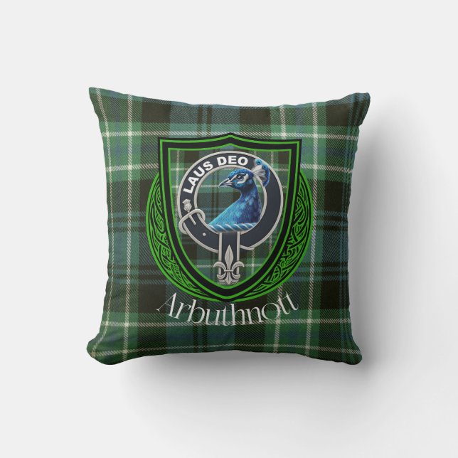 Arbuthnott Scottish Clan Tartan Crest Cushion (Front)
