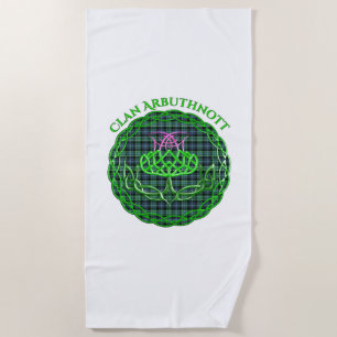 Arbuthnott Scottish Tartan Celtic Thistle Beach Towel