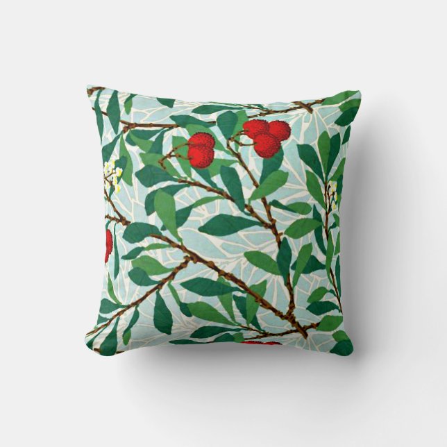 Arbutus, famous pattern by William Morris Cushion (Front)