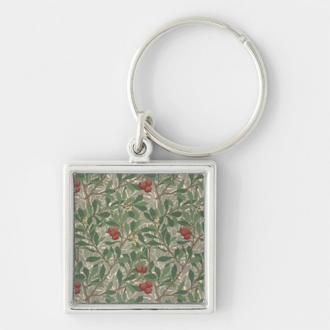 'Arbutus' wallpaper designed by Kathleen Kersey fo Key Ring (Front)