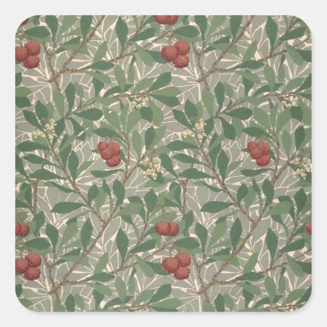 'Arbutus' wallpaper designed by Kathleen Kersey fo Square Sticker (Front)