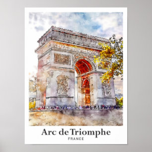 Arc de Triomphe France Art Watercolor Sketch Poster