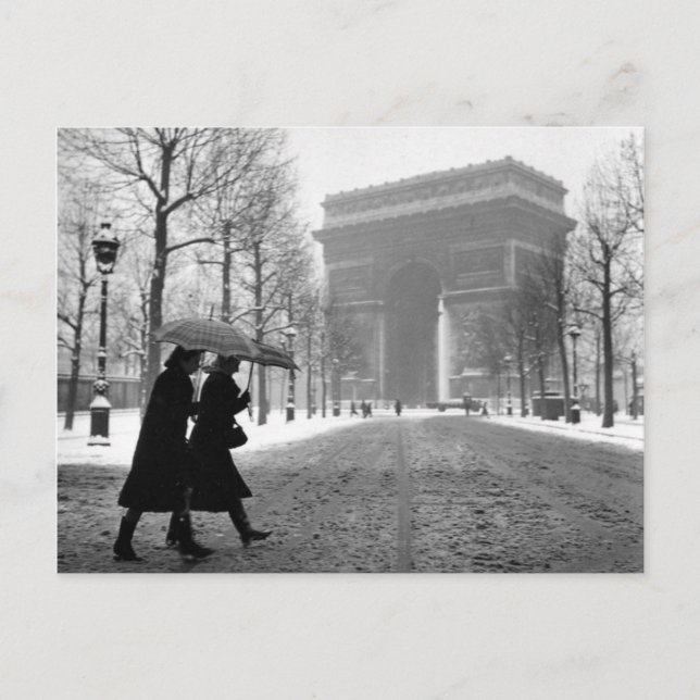 Arc de Triomphe neige  - 1940 - Robert Doisneau Postcard (Front)