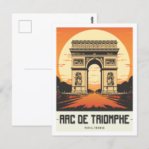 Arc de Triomphe Paris France Famous Travel Place Postcard