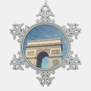 Arc de Triomphe Paris Snowflake Pewter Christmas Ornament