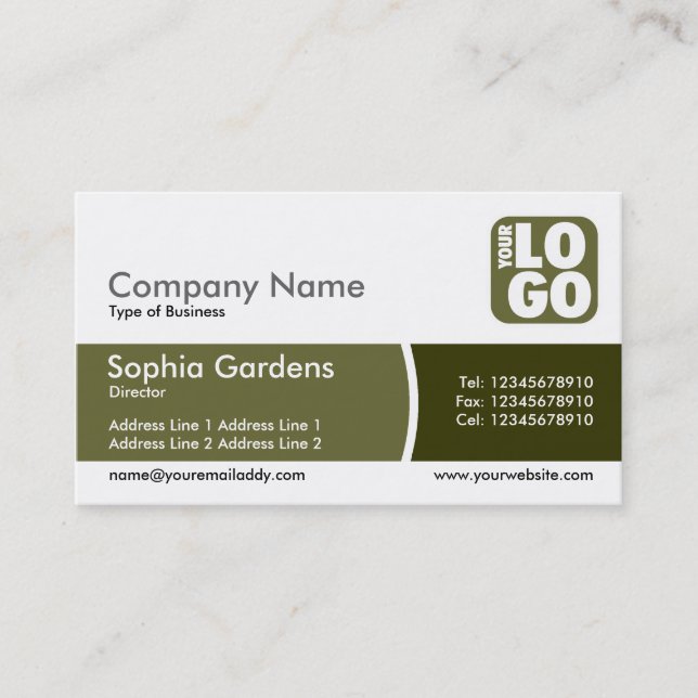 Arc Divided Band - Dark Olive - Logo Business Card (Front)